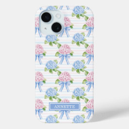 Blaue und rosa Hortensien gestreift Case-Mate iPhone Hülle