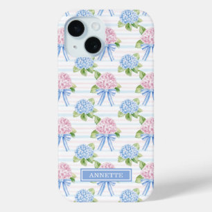 Blaue und rosa Hortensien gestreift Case-Mate iPhone Hülle