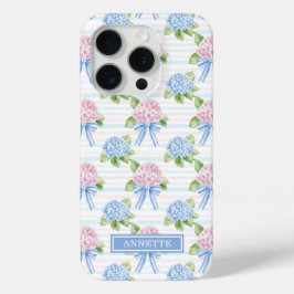 Blaue und rosa Hortensien gestreift Case-Mate iPhone Hülle