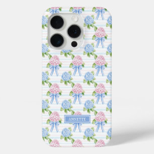 Blaue und rosa Hortensien gestreift Case-Mate iPhone Hülle