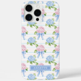 Blaue und rosa Hortensien gestreift iPhone 16 Pro Max Hülle
