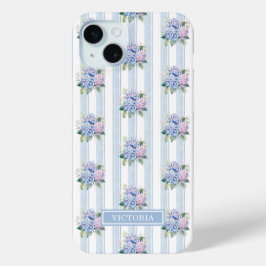 Blaue und rosa Hortensien mit Monogramm Case-Mate iPhone Hülle