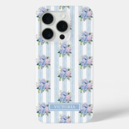 Blaue und rosa Hortensien mit Monogramm Case-Mate iPhone Hülle