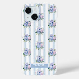 Blaue und rosa Hortensien mit Monogramm Case-Mate iPhone Hülle