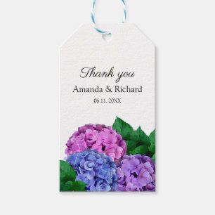 Blaue und rosa Hydrangea-Blume Hochzeit Geschenkanhänger