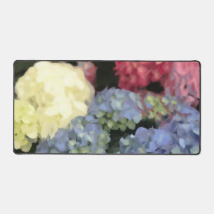 Blaue und rosa Hydrangea Digitale Blume Schreibtischunterlage
