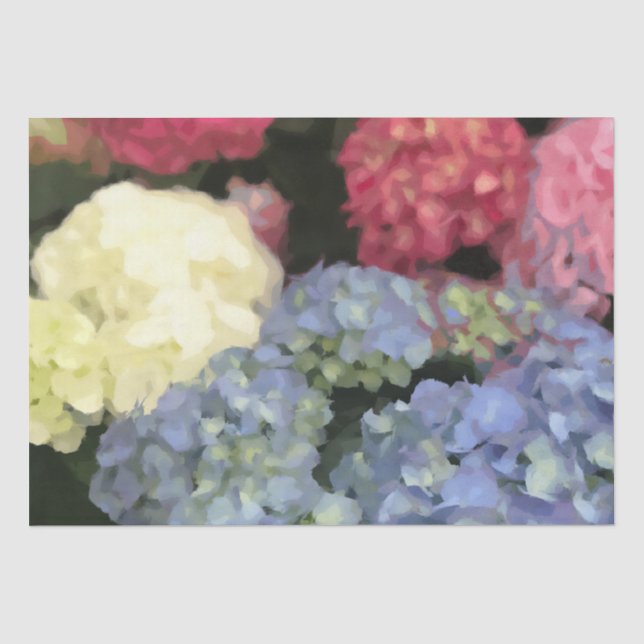 Blaue und rosa Hydrangea Digitale Blume Seidenpapier (Vorderseite)