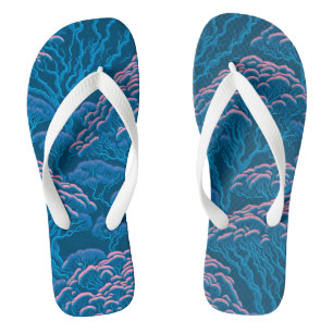 Blaue und rosa Korallenriff-Muster Flip Flops