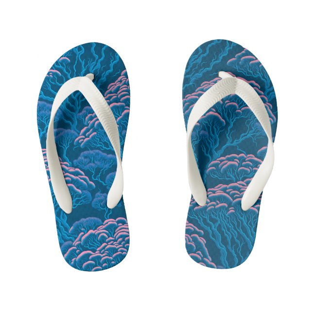 Blaue und rosa Korallenriff-Muster Kinderbadesandalen (Fußbett)