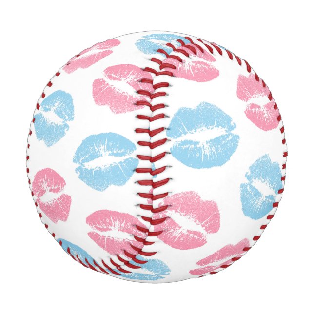 Blaue und rosa Lippenmuster, Lipstick, Kiss Baseball (Schrägansicht)