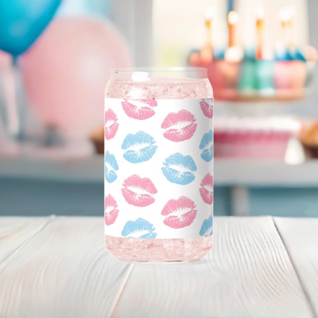 Blaue und rosa Lippenmuster, Lipstick, Kiss Dosenglas (Insitu (Baby Party))