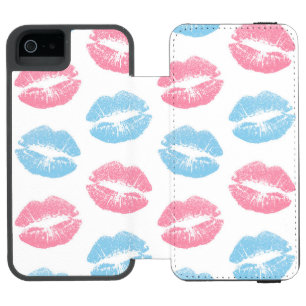Blaue und rosa Lippenmuster, Lipstick, Kiss Incipio Watson™ iPhone 5 Geldbörsen Hülle
