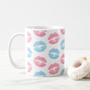 Blaue und rosa Lippenmuster, Lipstick, Kiss Kaffeetasse