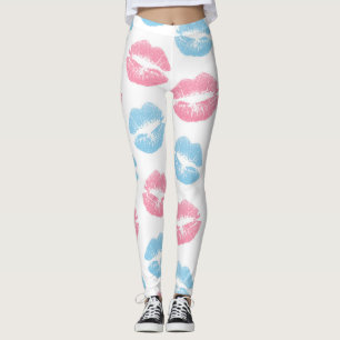 Blaue und rosa Lippenmuster, Lipstick, Kiss Leggings