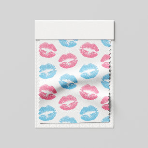 Blaue und rosa Lippenmuster, Lipstick, Kiss Stoff