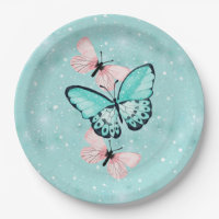 Blaue und rosa Pastellschmetterlinge