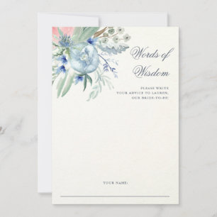 Blaue und rosa Peony   Brautparty Advisor Card Hinweiskarte