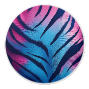 Blaue und rosa Tiger Streifen Keramikknauf