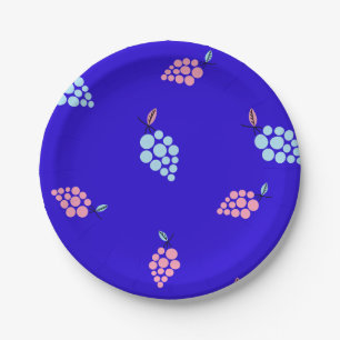 Blaue und rosa Trauben Papierplatte Pappteller