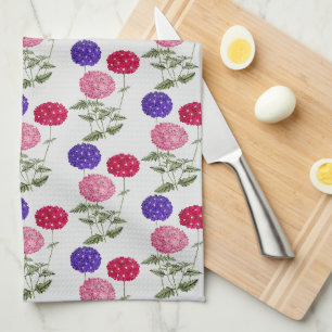 Blaue und rosa Vintage-Hortensien-Blumenküche Geschirrtuch