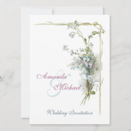 Blaue und rosa Vintage wedding Blumen Einladung