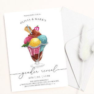 Blaue und rosa Wasserfarbe Eiscreme Einladung