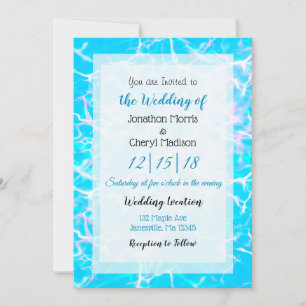 Blaue und rosa Wasserflüssigkeit Hochzeit Einladung
