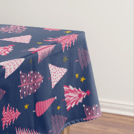Blaue und rosa Weihnachtsbaummuster Tischdecke