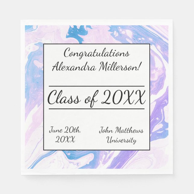 Blaue und rosafarbene Gefärbte Krawatte Papier Nap Serviette (Vorderseite)