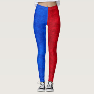 Blaue und rote abgenutzte zweiteilige Optik Leggings