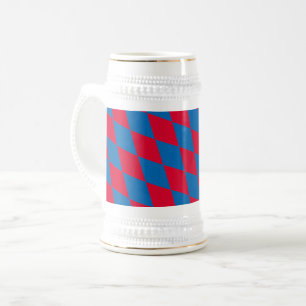 Blaue und rote bayerische Diamantflaggenmuster Bierglas
