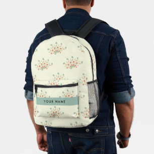 Blaue und rote Blumen, Blau, Ihr Name Bedruckter Rucksack