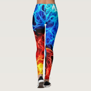 Blaue und rote Flammen, elektrisches, Leggings