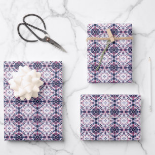 Blaue und rote Gefärbte Krawatte Geschenkpapier Set