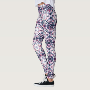 Blaue und rote Gefärbte Krawatte Leggings
