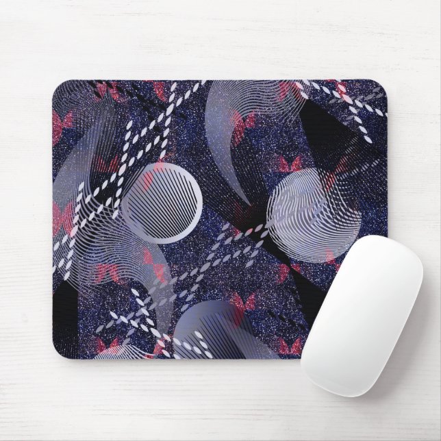 Blaue und rote geometrische Abstraktion. Mousepad (Mit Mouse)