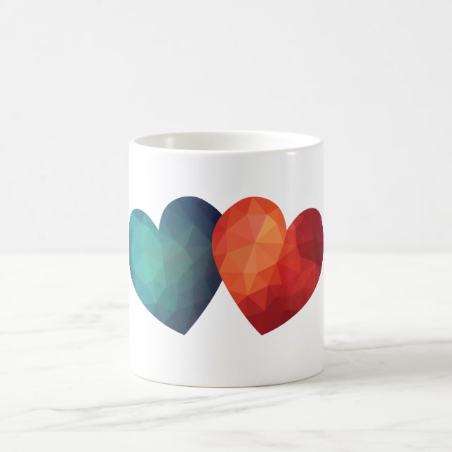 Blaue und rote Herzkombination Kaffeetasse (Mittel)