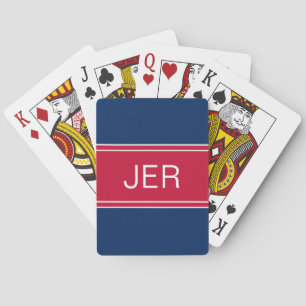 Blaue und rote individuelle personalisierte Monogr Spielkarten