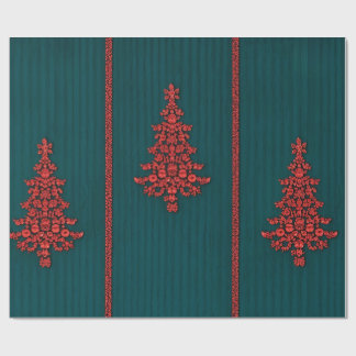 Blaue und rote Kristall-Weihnachtsbäume Geschenkpapier