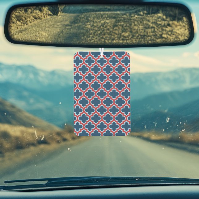 Blaue und rote marokkanische Trellis, Gitter, Quat Autolufterfrischer (Von Creator hochgeladen)