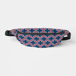 Blaue und rote marokkanische Trellis, Gitter, Quat Bauchtasche