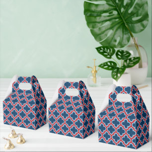 Blaue und rote marokkanische Trellis, Gitter, Quat Geschenkschachtel