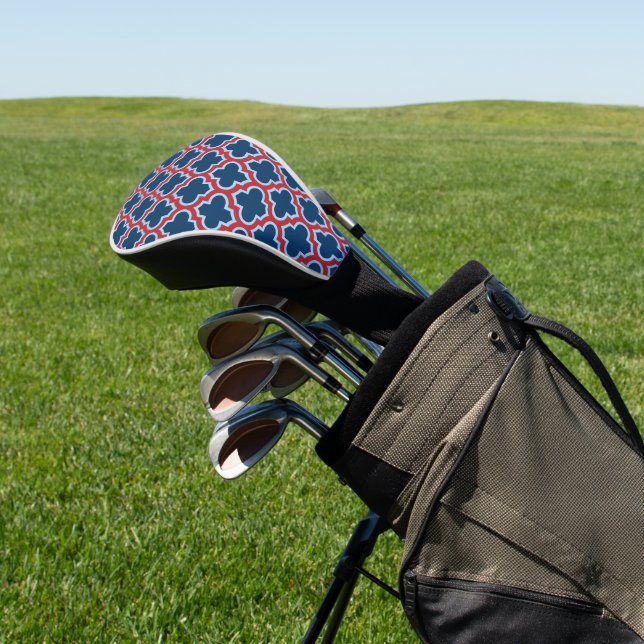 Blaue und rote marokkanische Trellis, Gitter, Quat Golf Headcover (In SItu)