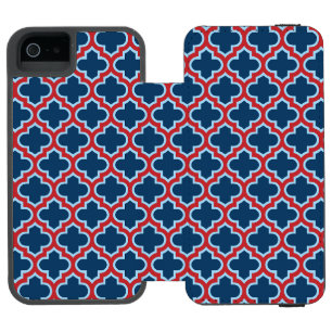 Blaue und rote marokkanische Trellis, Gitter, Quat Incipio Watson™ iPhone 5 Geldbörsen Hülle