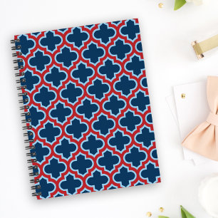 Blaue und rote marokkanische Trellis, Gitter, Quat Planer