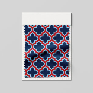 Blaue und rote marokkanische Trellis, Gitter, Quat Stoff