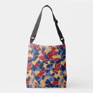Blaue und rote Mosaike-Crossbody-Tasche Tragetaschen Mit Langen Trägern