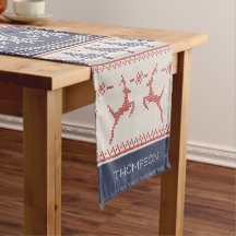 Blaue und rote Nordische Weihnachtsmuster