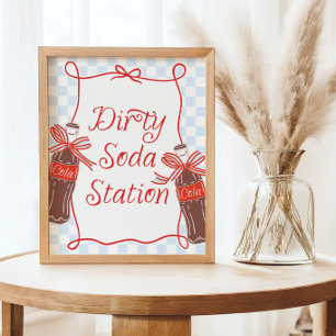 Blaue und rote Retro-Schmutz-Soda-Station Ready to Poster