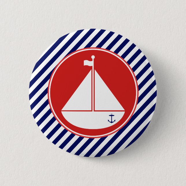 Blaue und rote Segelboote Button (Vorderseite)
